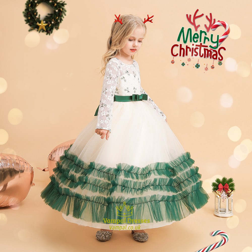 Abito Lungo Senza Maniche Per Bambina, Pizzo, Colori Assortiti, Per Cerimonia E Principessa