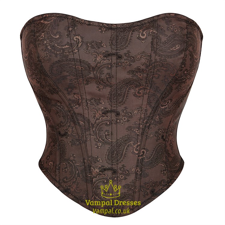 Steel Boned Strapless Overbust Corset Brown