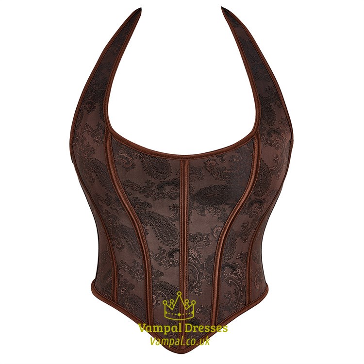 Braunes Halter-Jacquard-Überbrustkorsett
