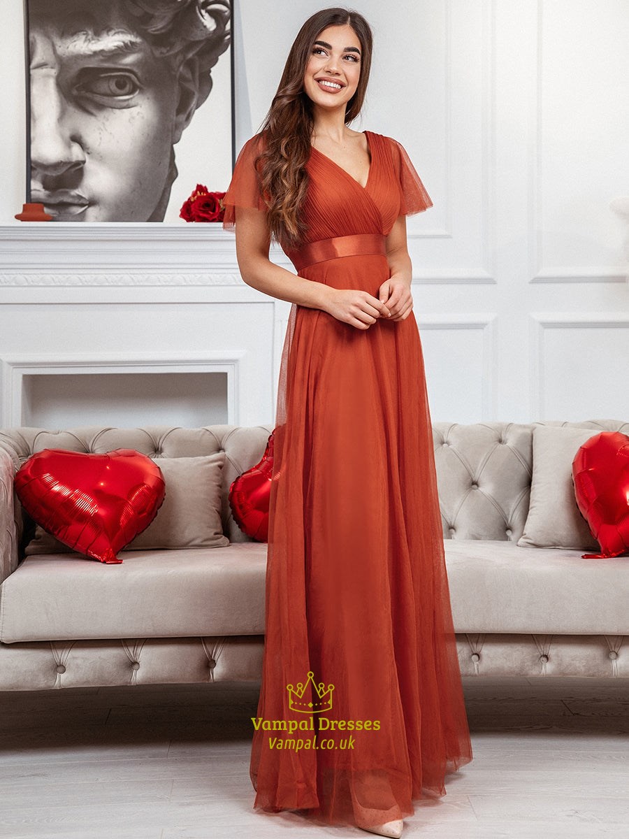 Women'S Pretty V-Neck A-Line Floor-Length Wholesale Bridesmaid Dresses