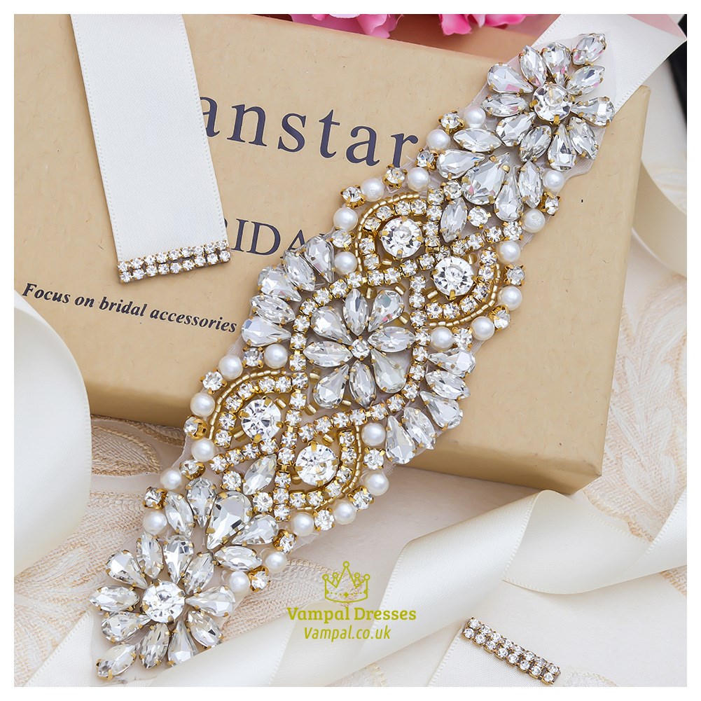 Hochzeitsbedarf elegante Applikation Taillenkette zum Annähen glänzende Strasssteine Schärpe Hochzeitskleid Braut Gürtel