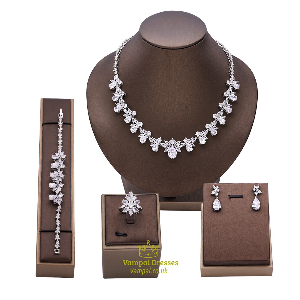 White Bridal Jewelry Set For Women Wedding Party Accessories