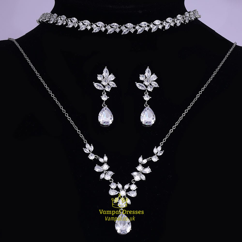 White Bridal Jewelry Set For Women Wedding Party Accessories
