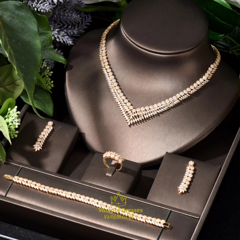 Geometrische Groß Lang Stecker Ohrringe Plattiert Braut Schmuck Gold Schick Glänzend Kubischer Zirkonia Für Damen Dubai