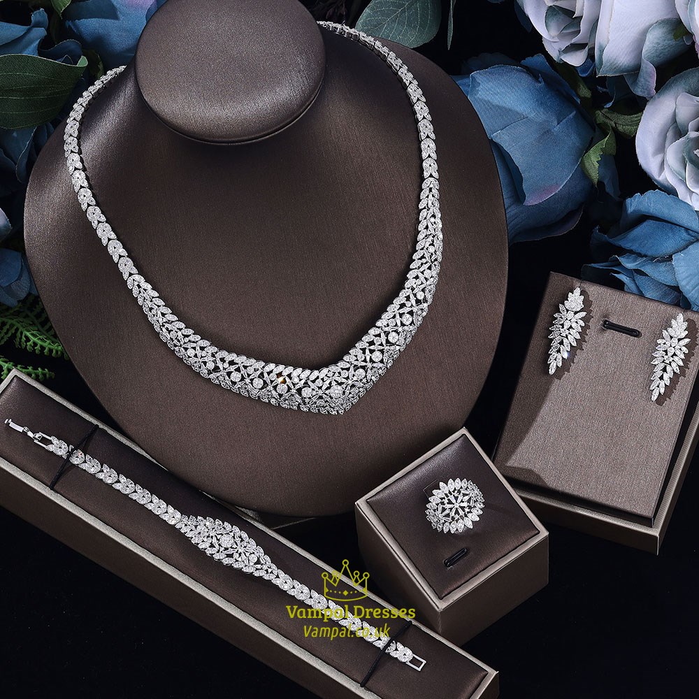 Crown Necklace Earrings Fashion Jewelry Bridal Wedding Dress Jewelry Wedding Dress Accessories Style Copper 2022 New