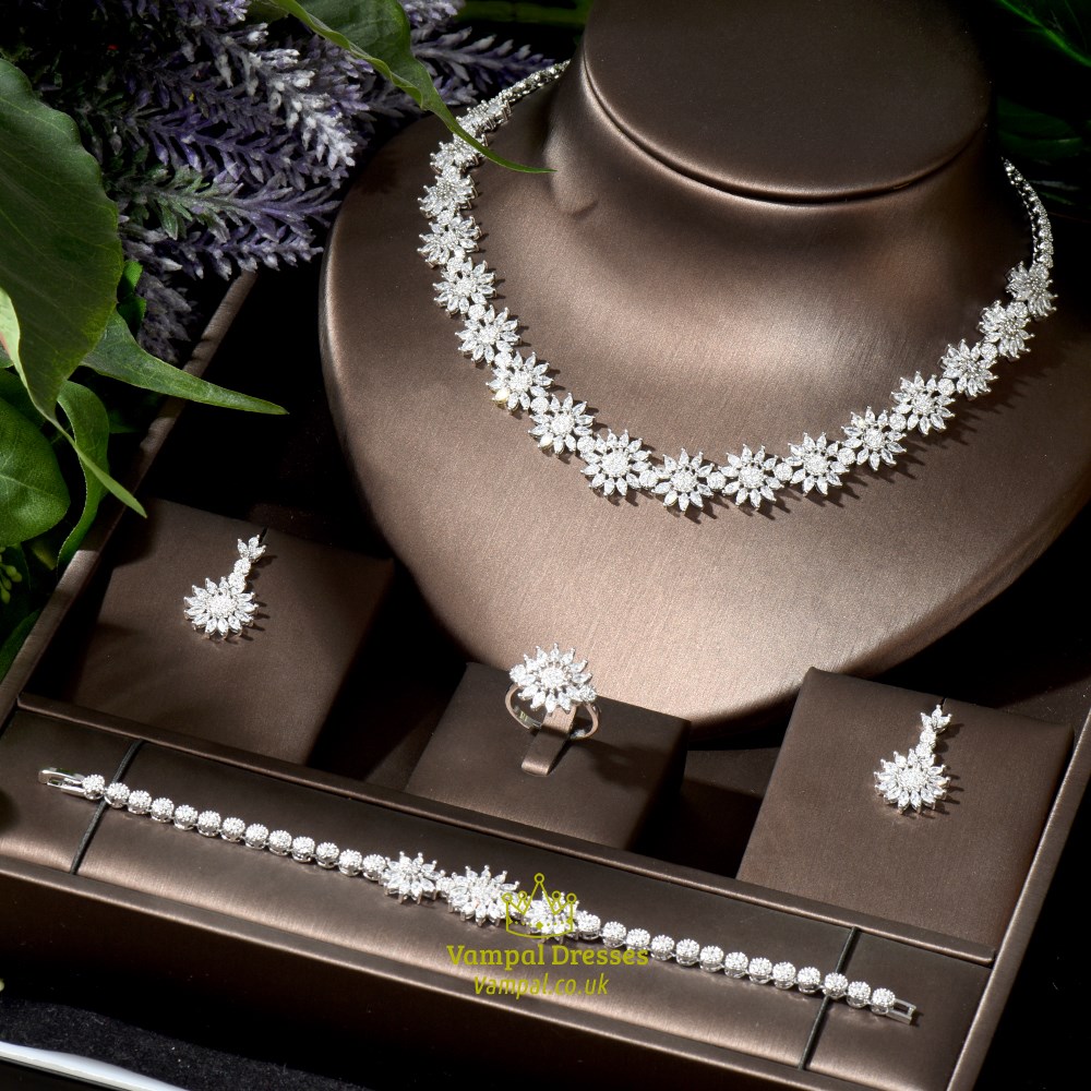 Sunflower 4-Piece Dubai Luxury Wedding Jewelry Set