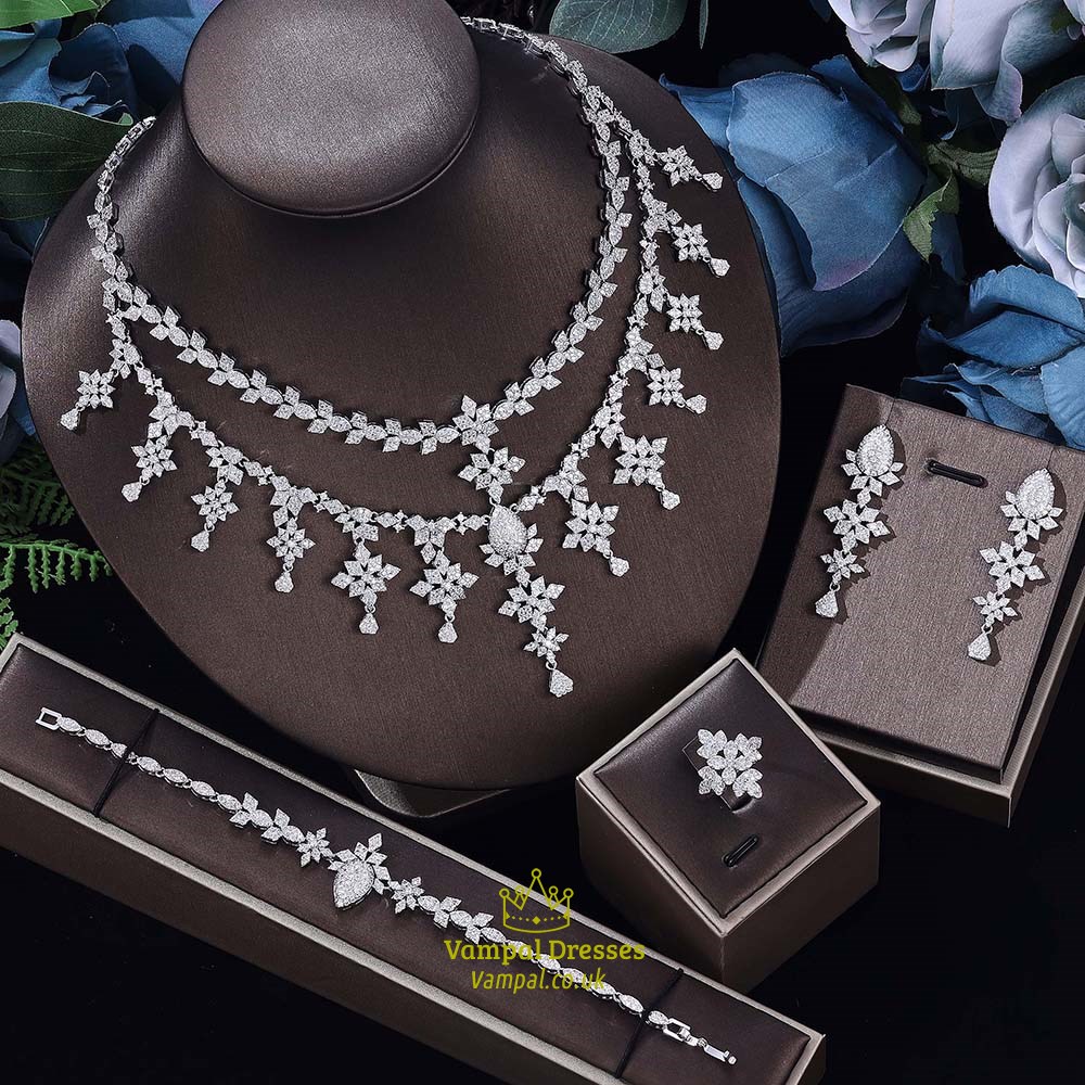 African Wedding Jewelry Set For Women – 4Pcs Luxury High Quality Earrings
