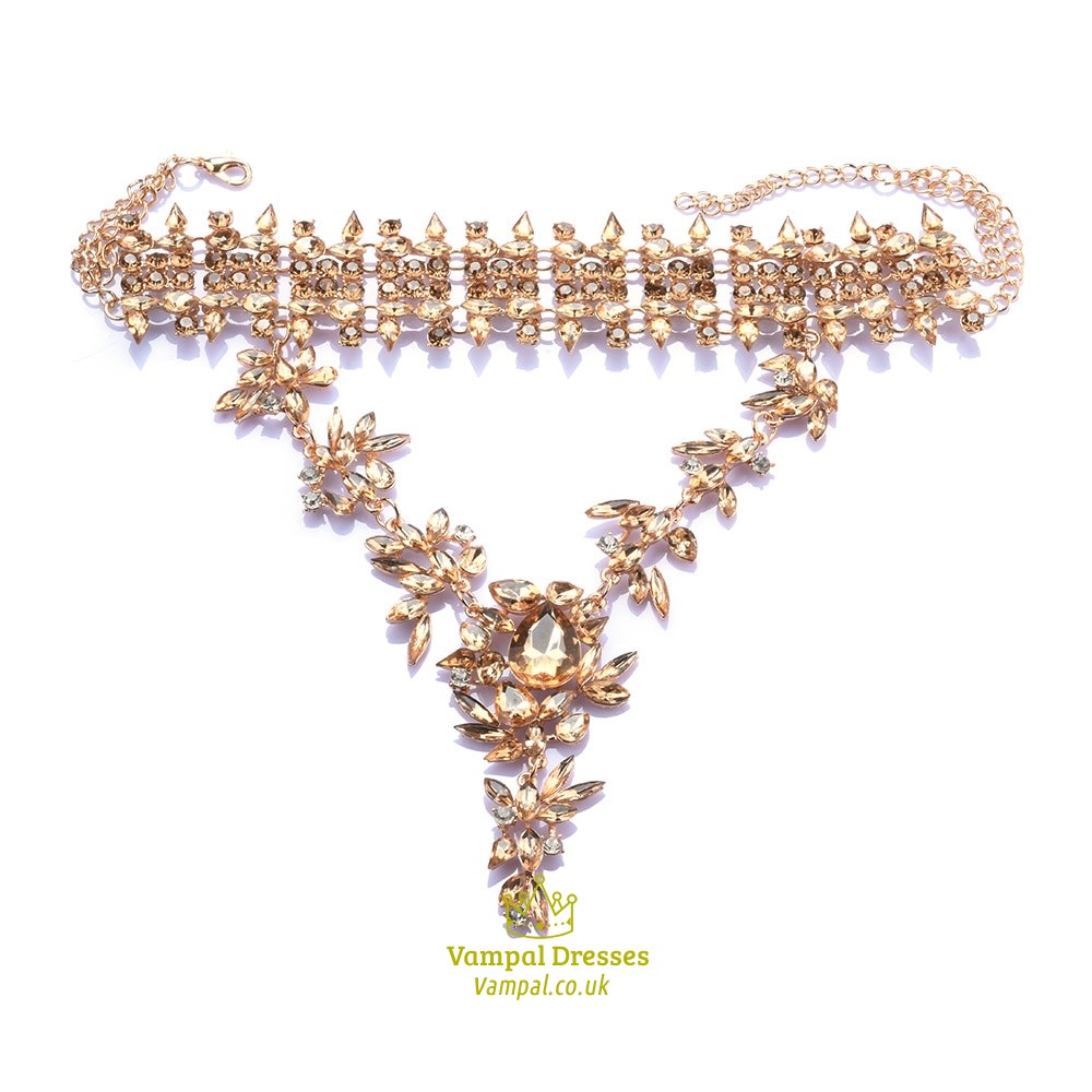 Braune Kristall Strass Choker Halskette Mit Anhänger Charm