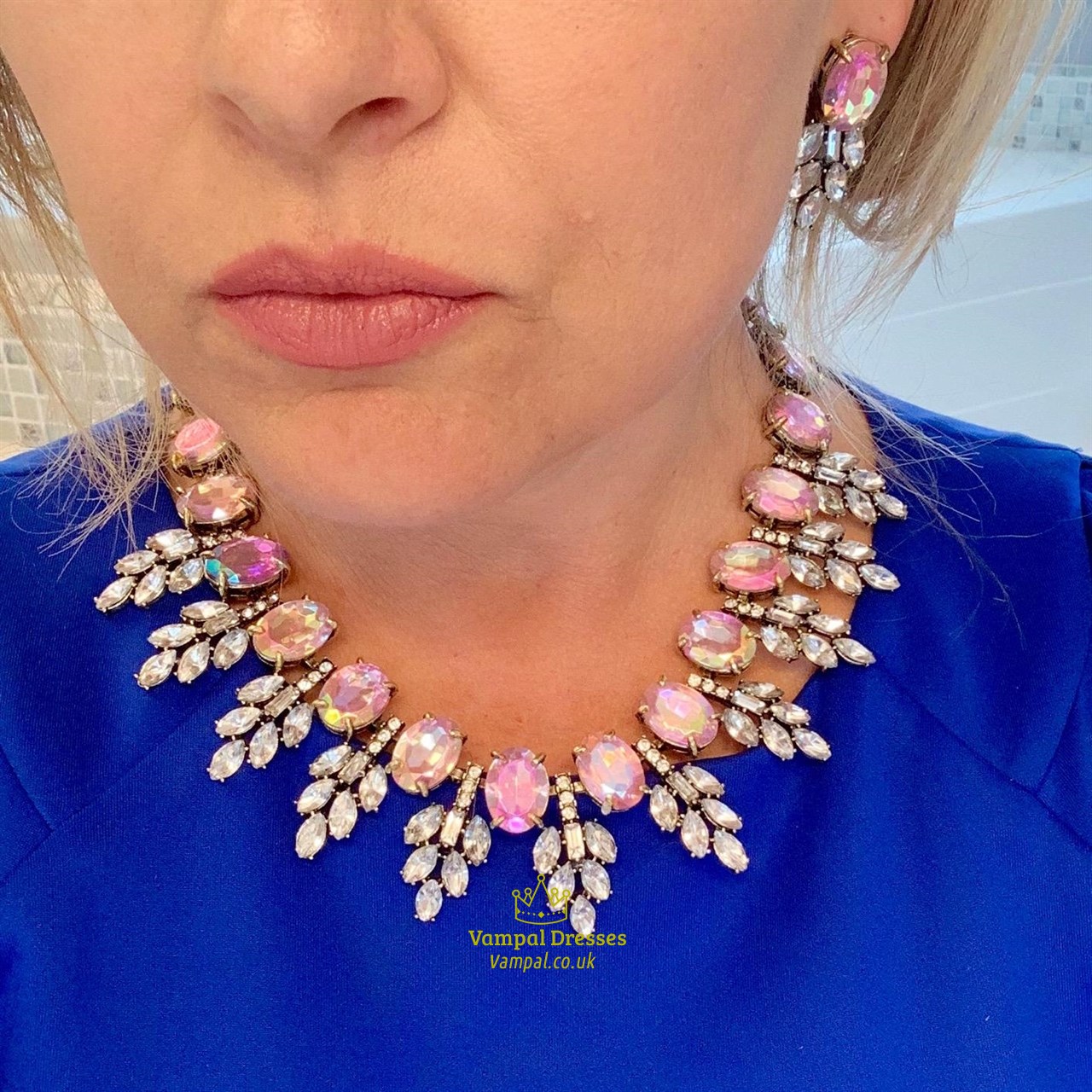 Sparkling Crystal Necklace Earrings Jewelry Sets For Bridal Wedding