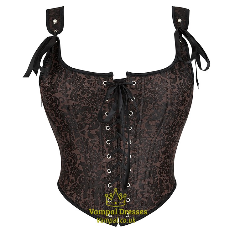 Brown Fashion Court Stylish Women Corset Summer Sleeveless Lace Up Slim Bustier Crop Top Female Shaper Streetwear
