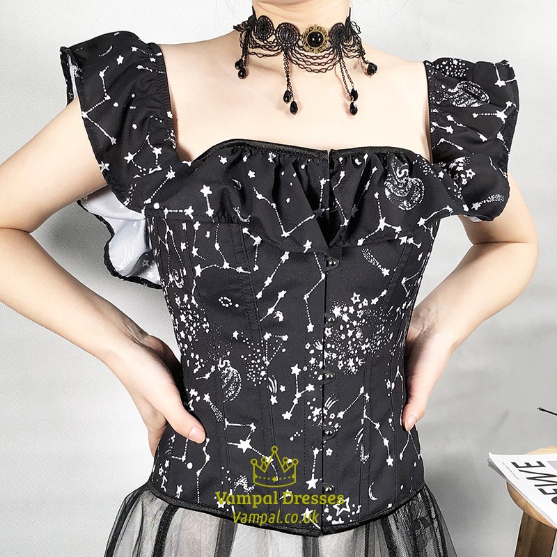 Starry Sky Print Court Corset With Straps