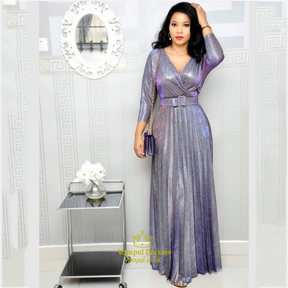 Pleated Hemline Evening Party Dress With Belted Abaya