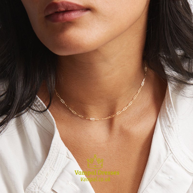 Stainless Steel Gold Color Chain Choker Necklace