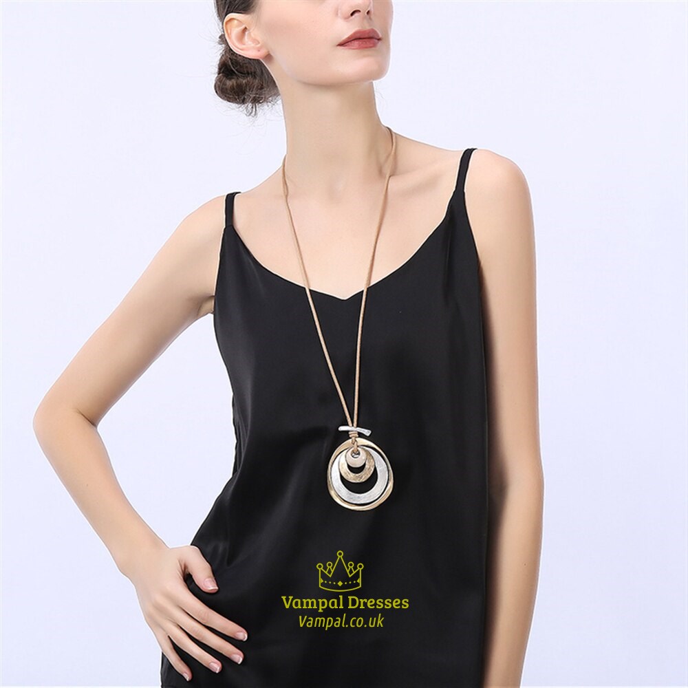 Multilayer Gold Circle Pendant Necklace For Women