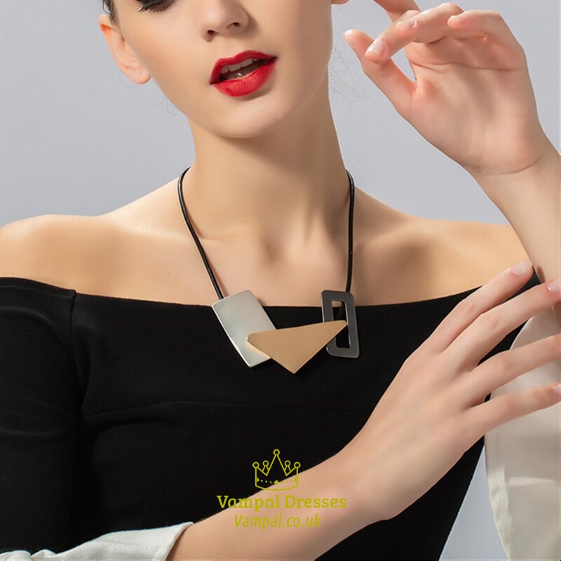 Irregular Geometric Metal Pendant Necklace For Women Fashion Choker Collar Party Statement Jewelry