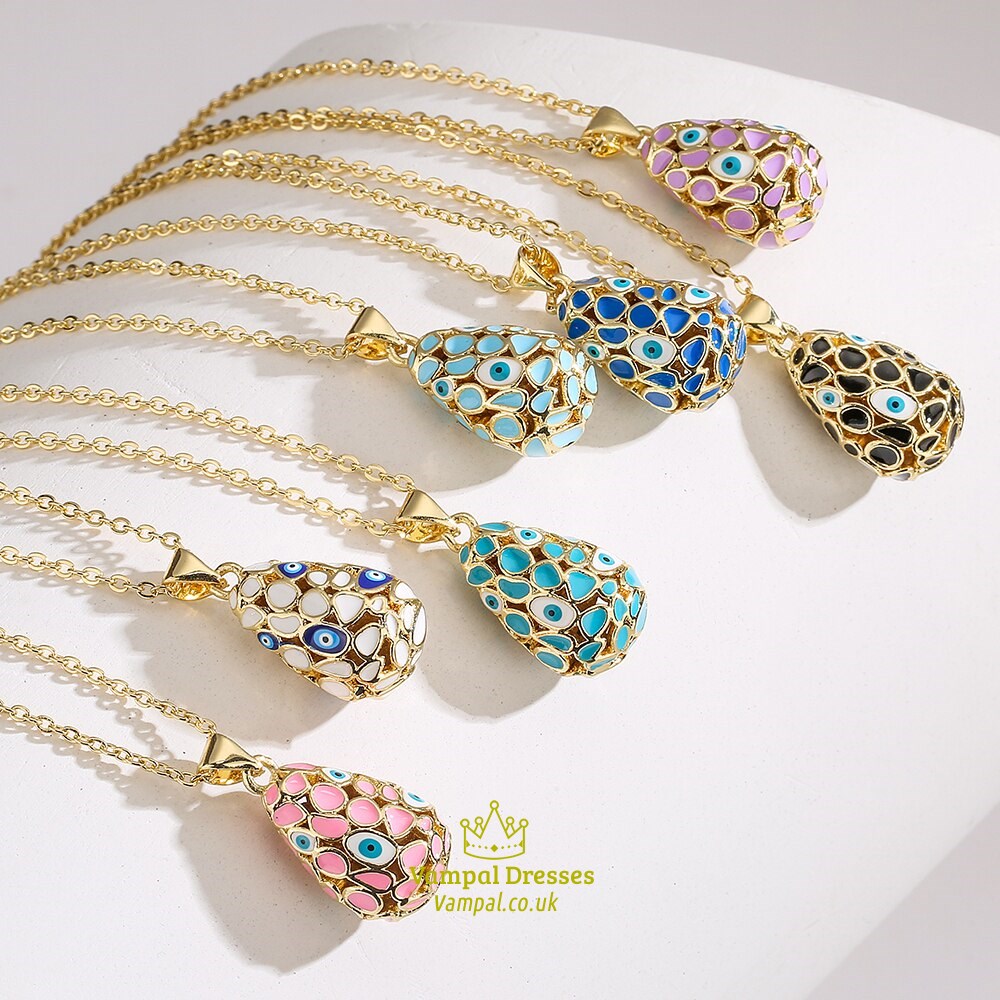 Colorful Enamel Drop Oil Pendant Necklace For Women