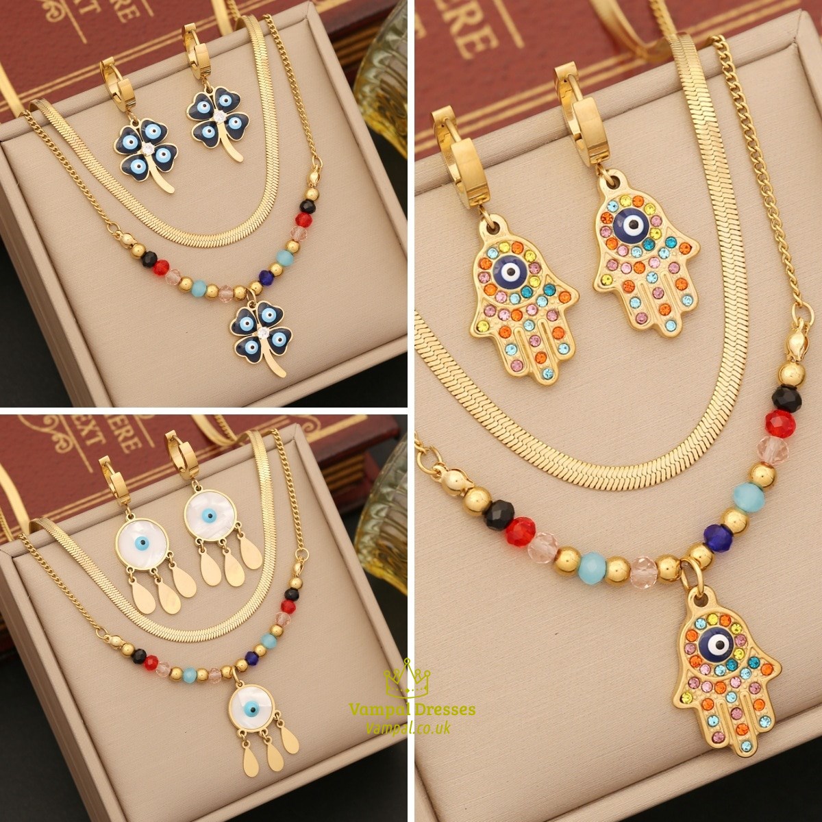 Beaded Flower Pendant Necklace With Crystal Snake Chain