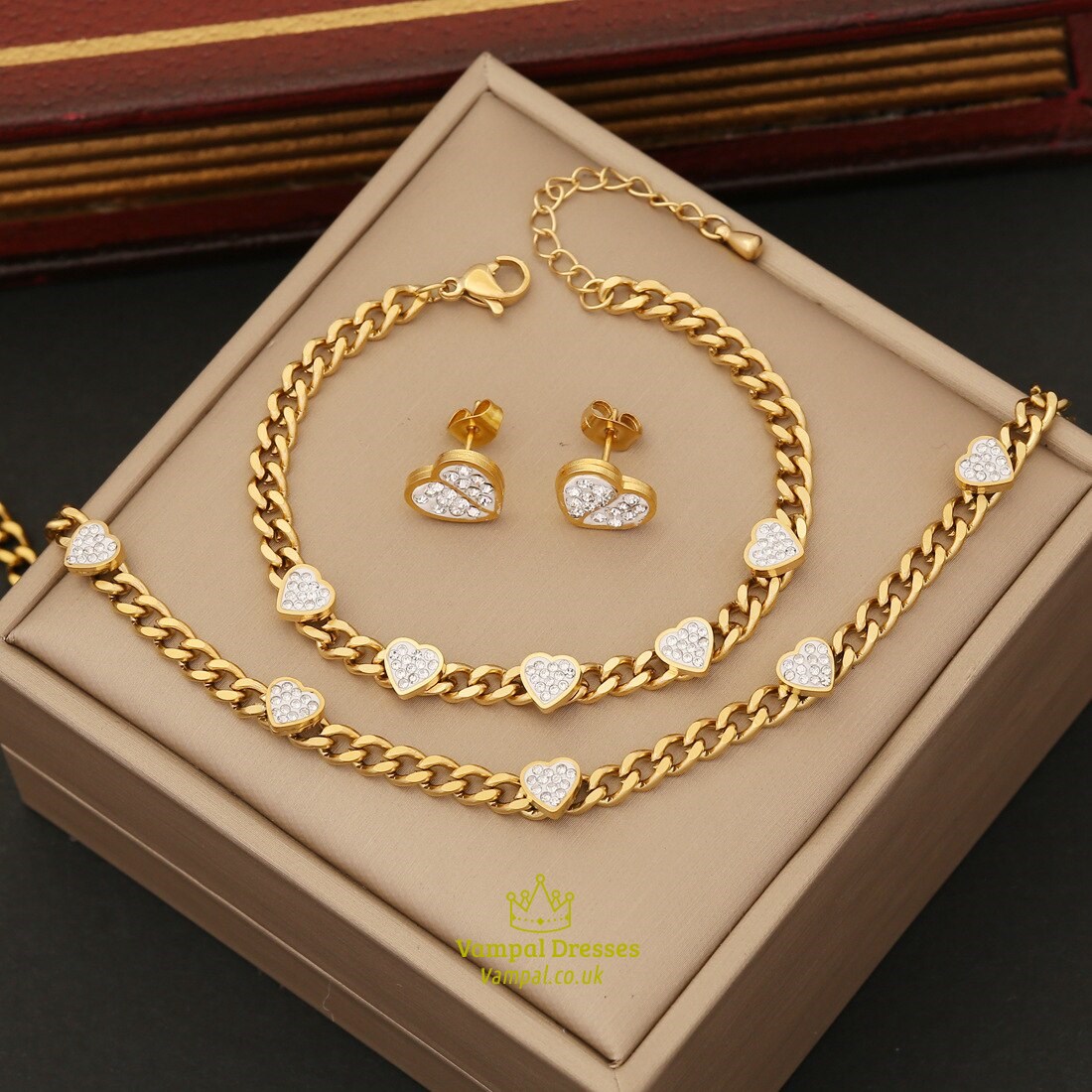 Rhinestone Heart Necklace Gold 36L Stainless Steel New Trendy Chain Choker Jewelry Gift Party For Women Girl