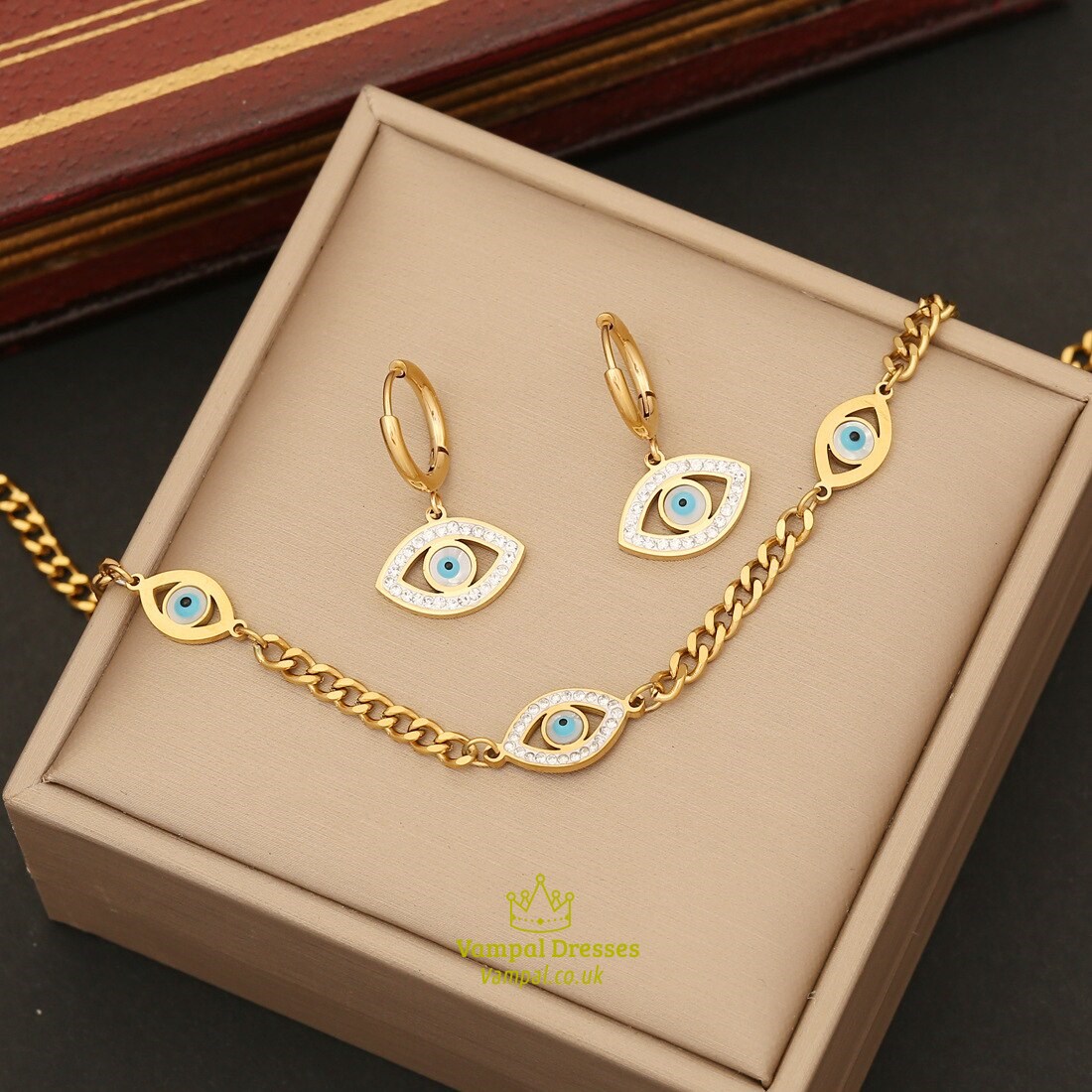 Vintage Eye Pendant Necklace Stainless Steel Choker