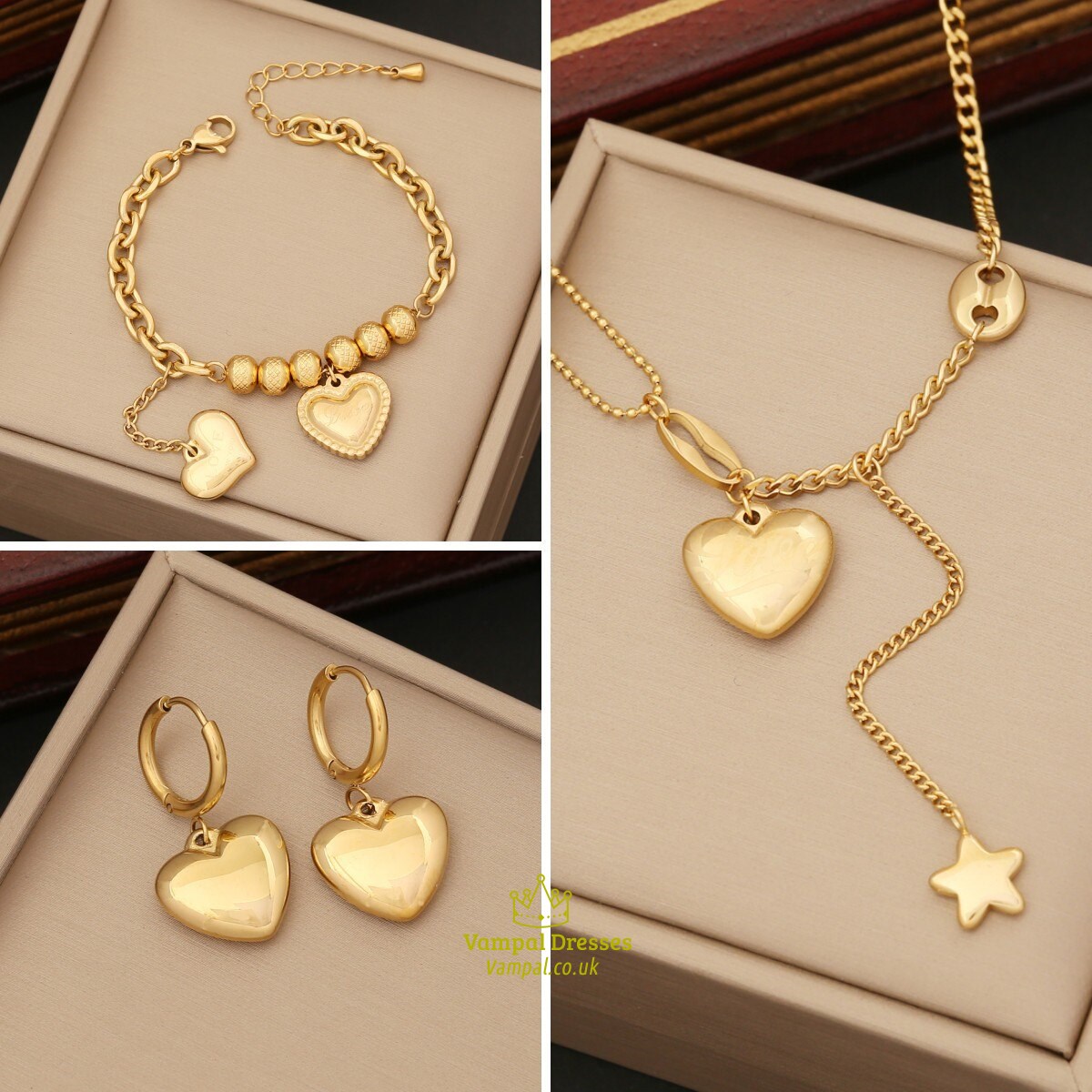 Heart Pendant Necklace For Women Fashion Ladies Star Long Tassels High Quality Body Jewelry Set 36L Stainless Steel