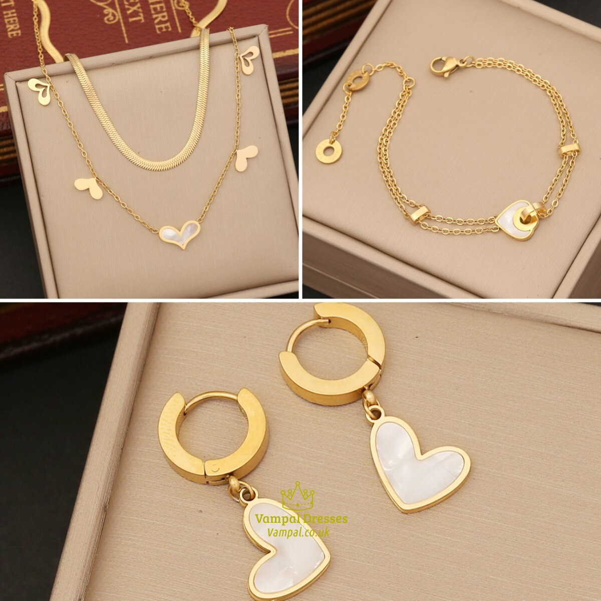 Double Flat Snake Chain Heart Pendant Necklace Stainless Steel 36L