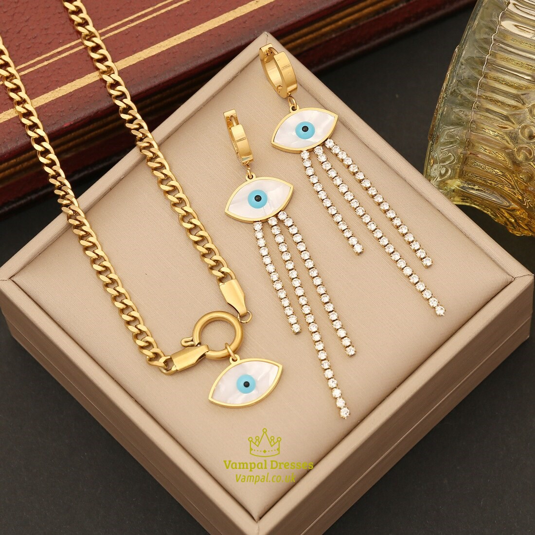 Eye Pendant Necklace Thick Chain Stainless Steel Non-Fading Jewelry