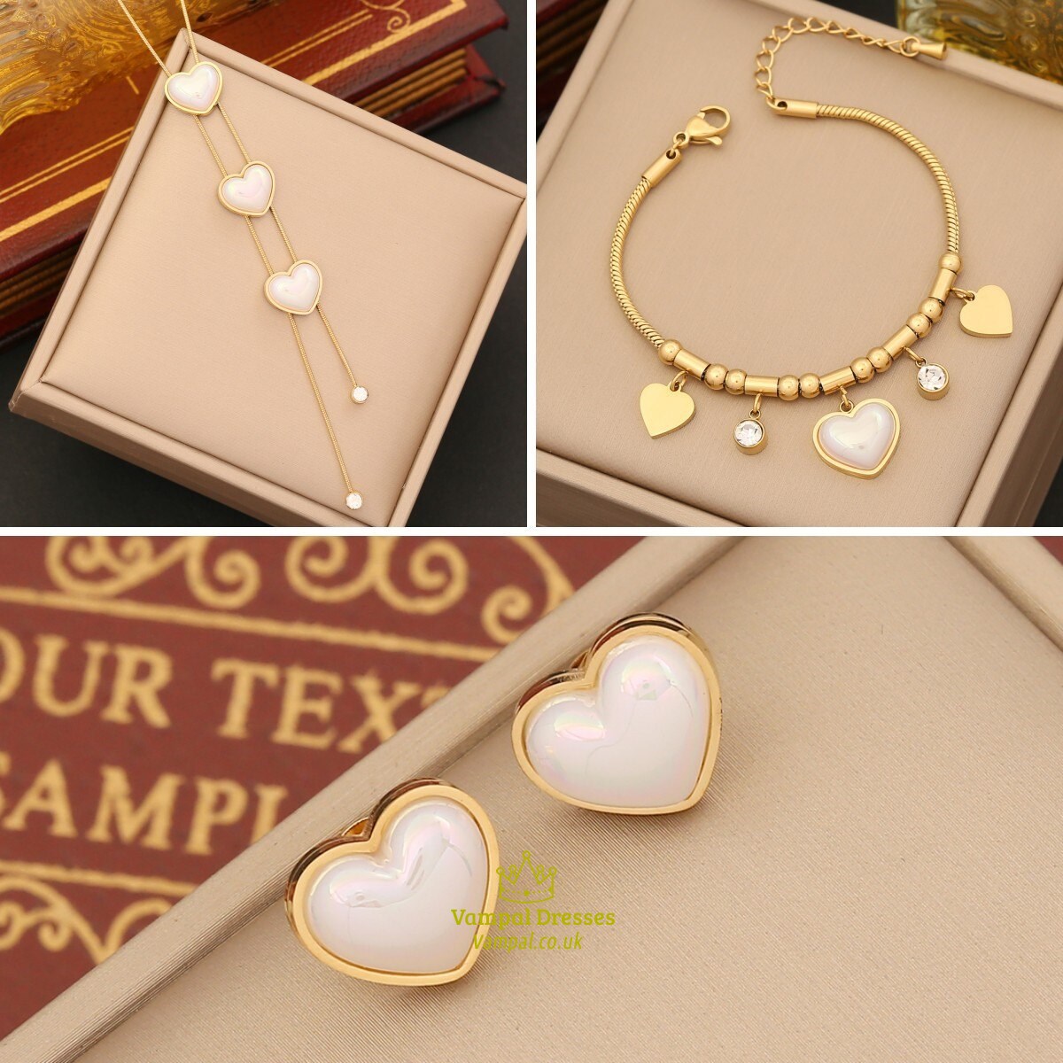 Love Heart Pearl Clavicle Necklace 36L Stainless Steel