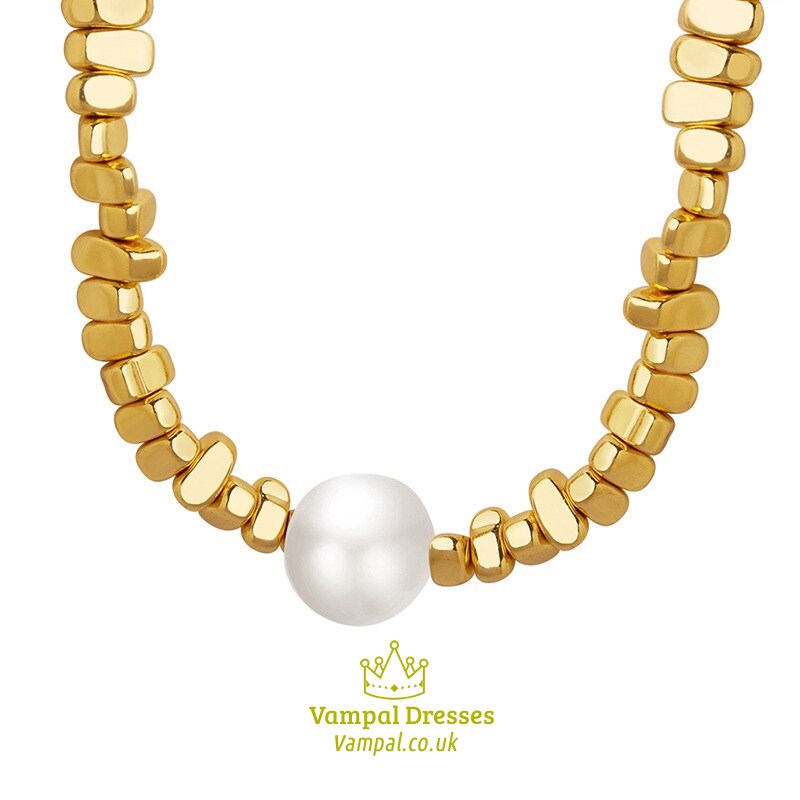 Square Thick Chain Imitation Pearl Necklace Women Luxury Jewelry Party Fashion Accessories Stainless Steel