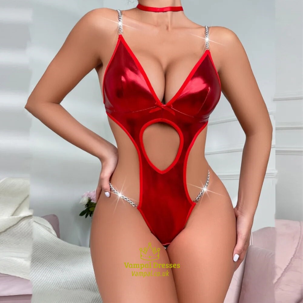Latex Mini Dress Bandage Bodysuit Pu Leather Black Underwear Erotic Sleepwear