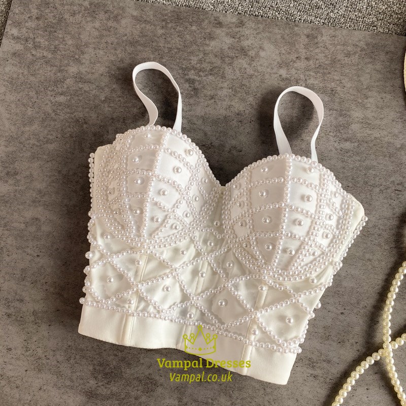 Women'S American Retro Beading Corset Embroidered Flares Camis Tank Top