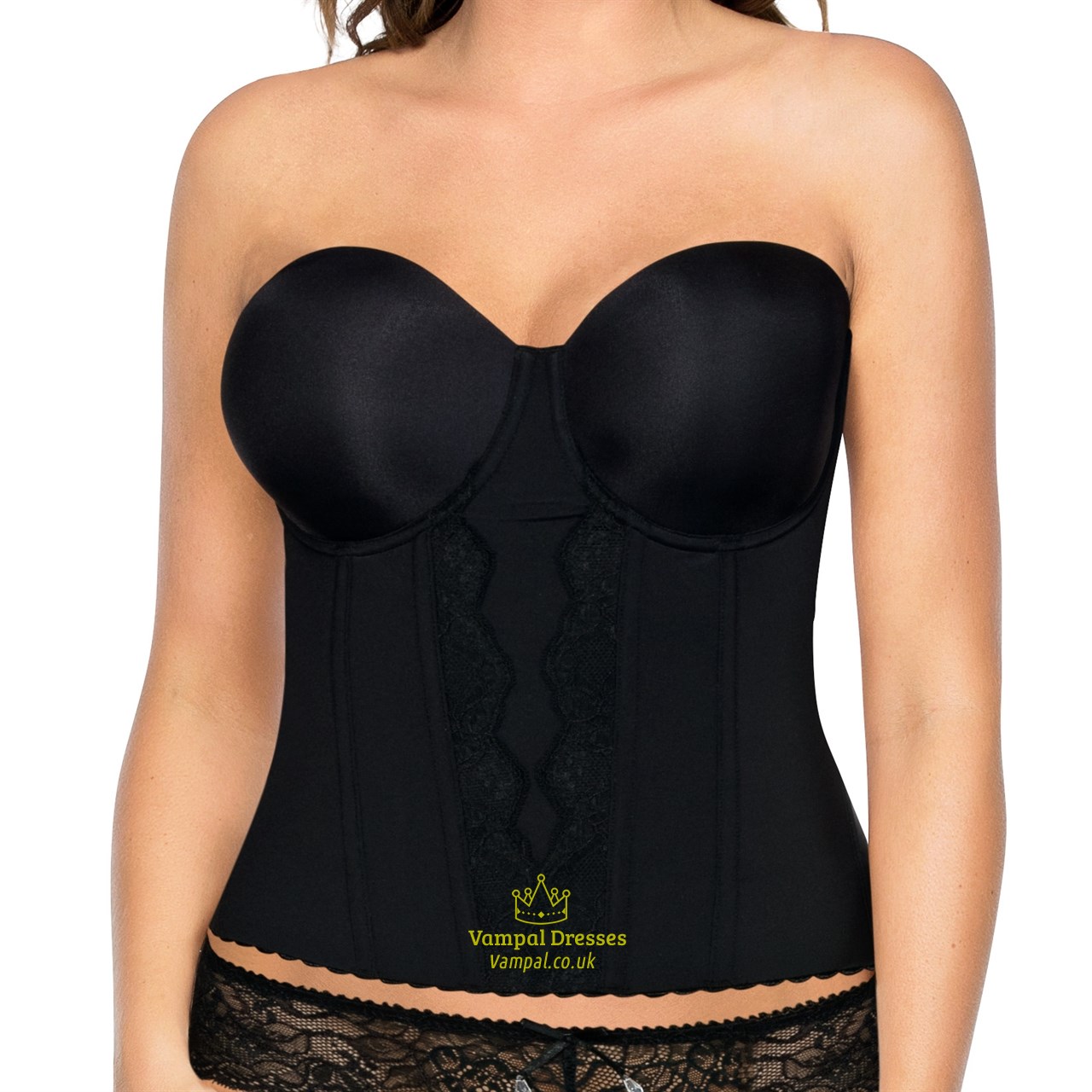 Black Underbust Corset Top Plus Size Waist Cincher Bustier