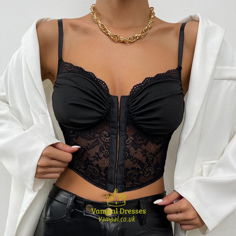 Lace-Breasted Pleated Camisole Corset Top