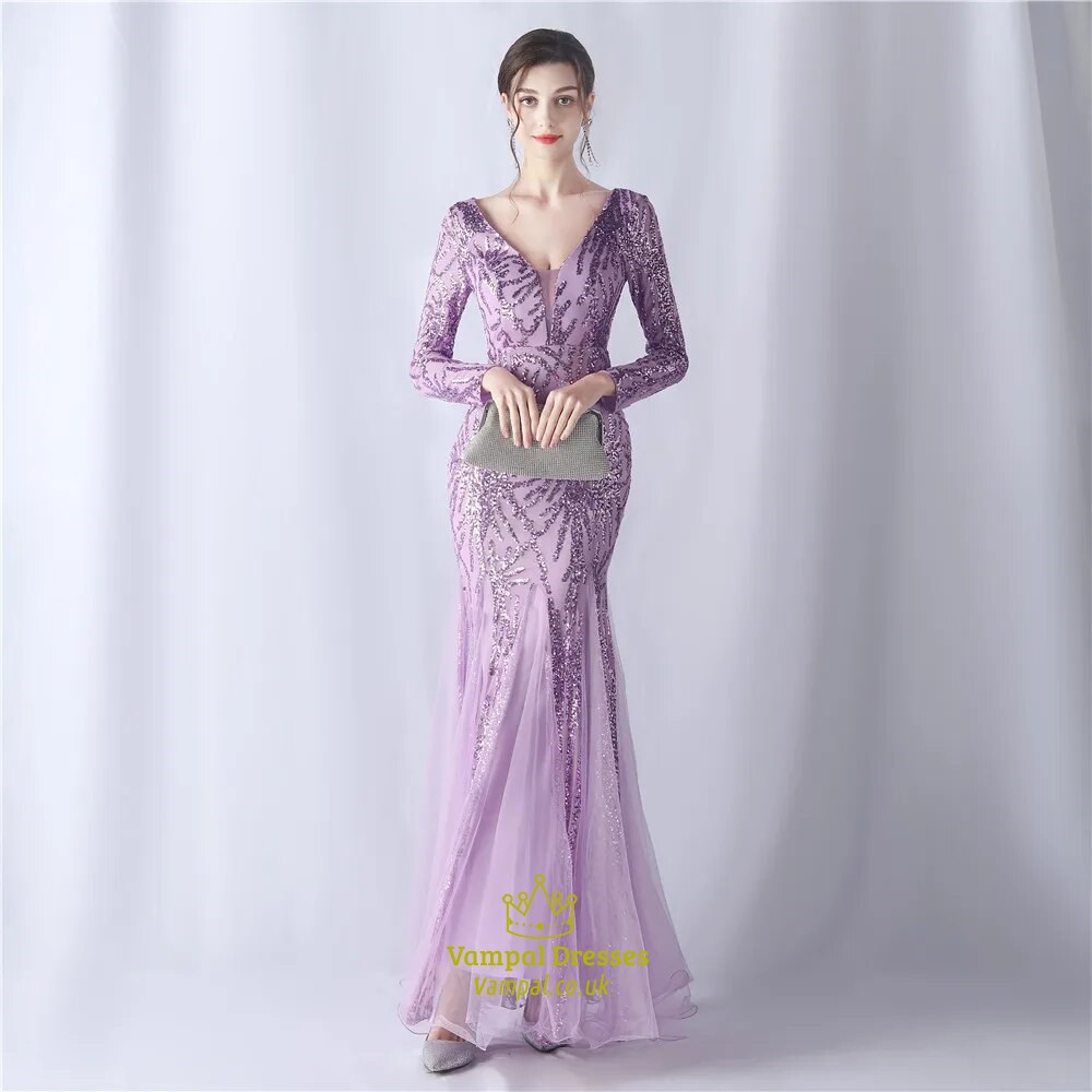 Sequin Sleeve Gowns For Special Occasions
