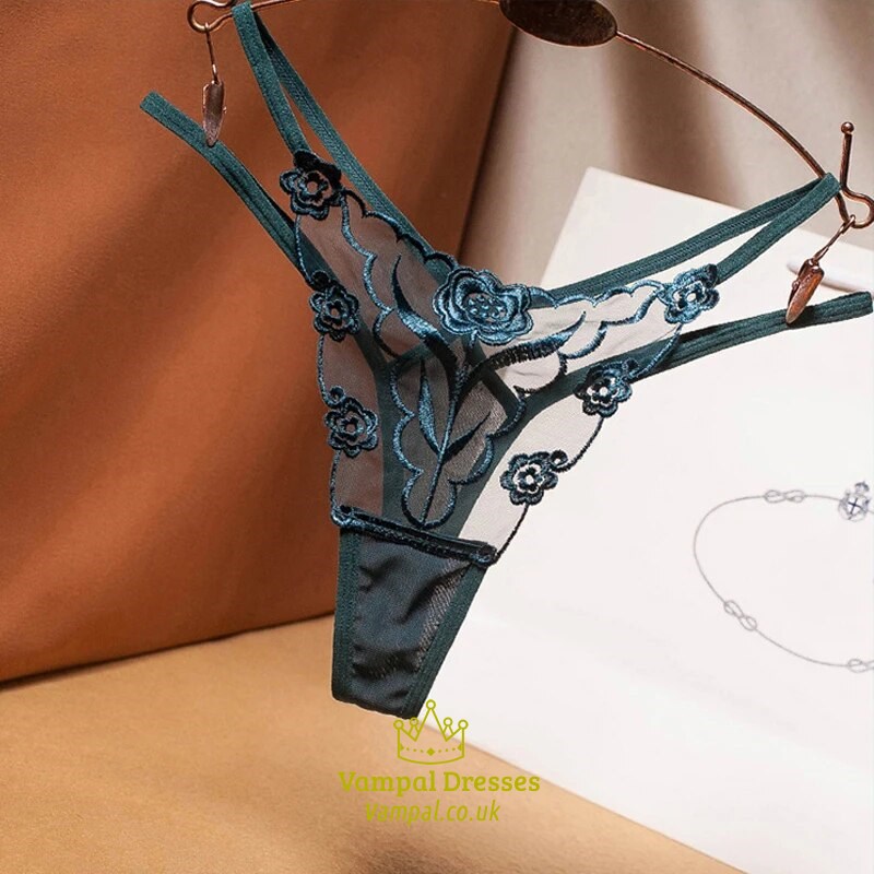 seductive Sheer Thong: Embroidered Mesh Yarn For Alluring Temptation