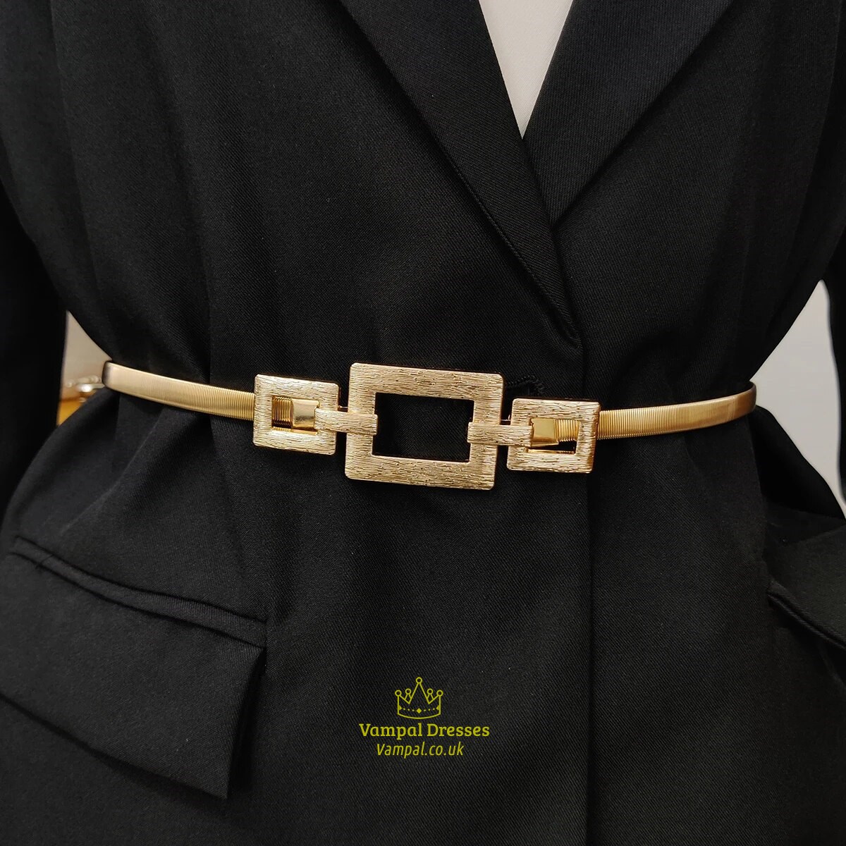 Punk Goth Metall-Gürtel mit Goldenem Taillenband