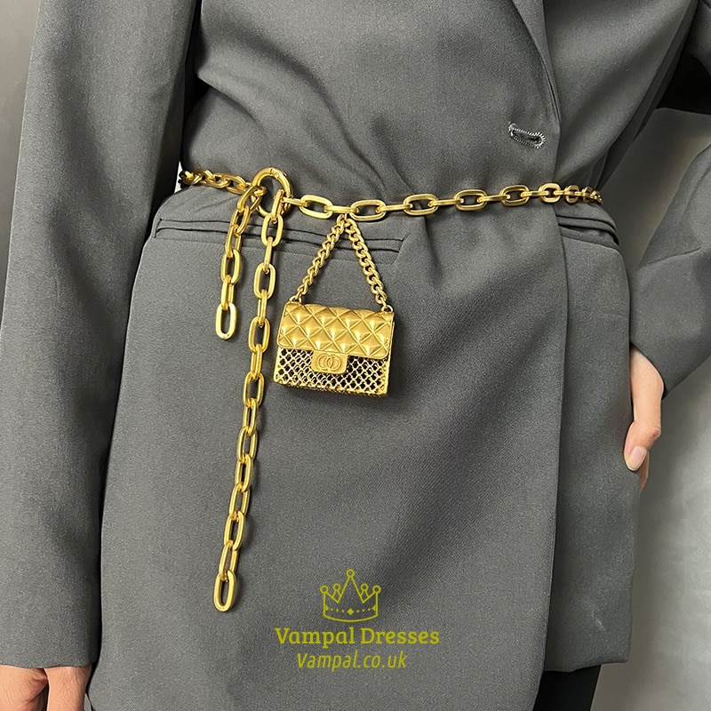 (Luxury Gold Belt Bag: Stylish Waistband And Earphone Holder)