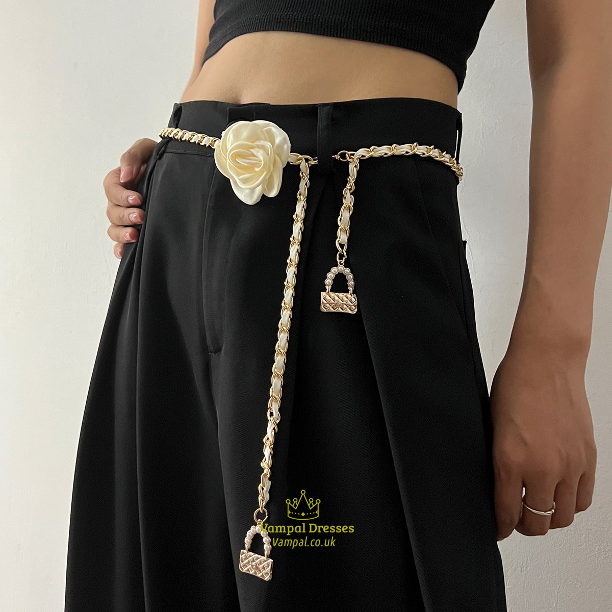 Goldene Blumenkette Gürtel für Damen – Verstellbare Luxus Taillenkette