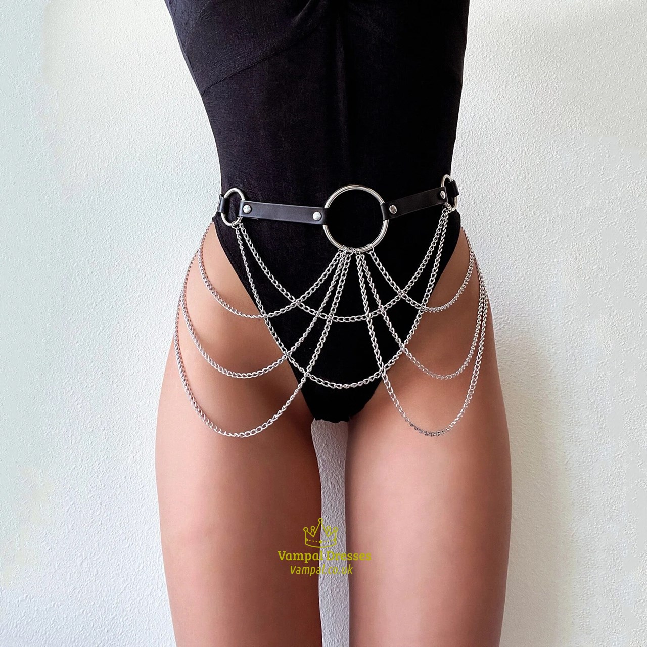 Y-förmige Kunstleder Körperkette Harness - Punk Mode Accessoire
