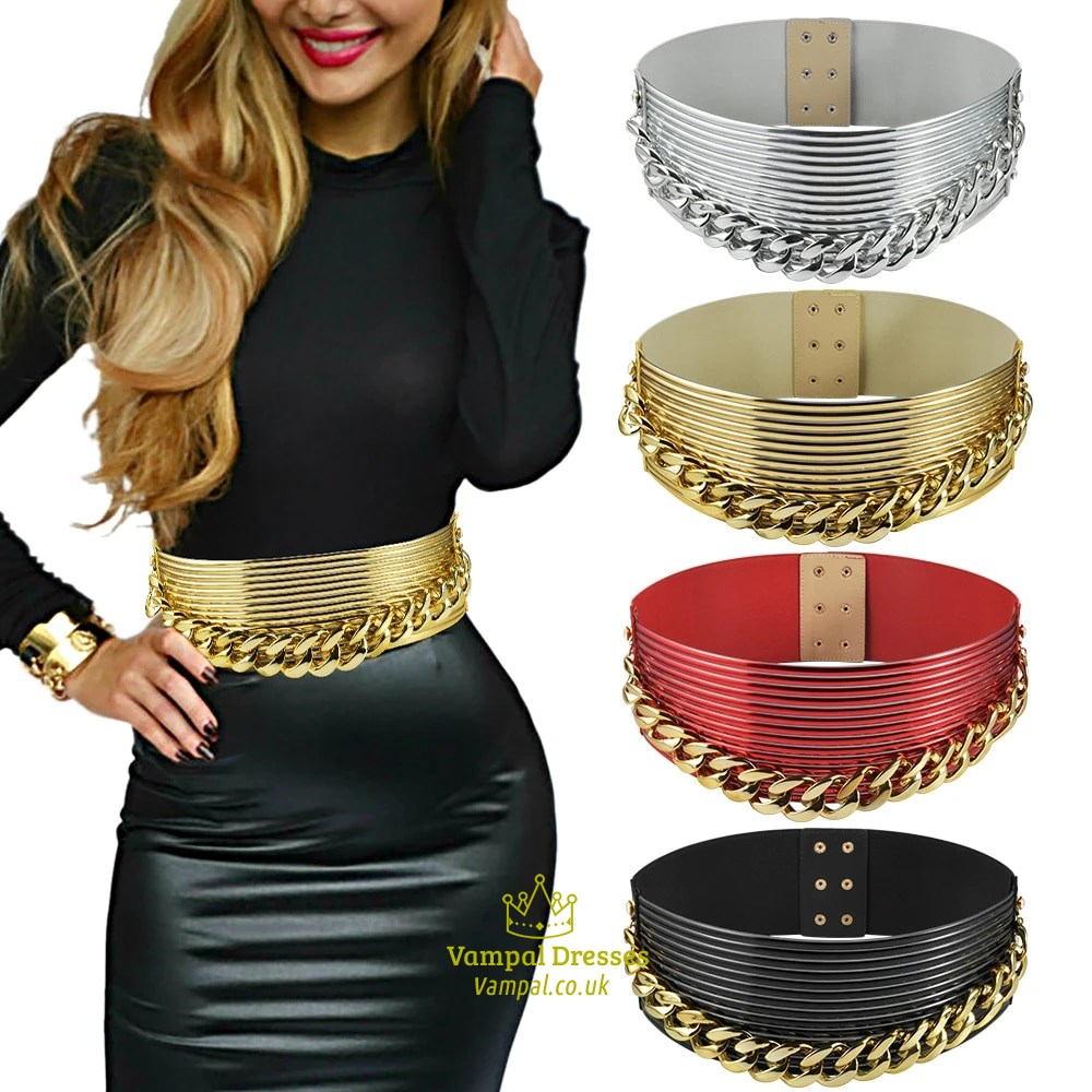 women's Corset Belt With Elastic Waist And Metal Buckle