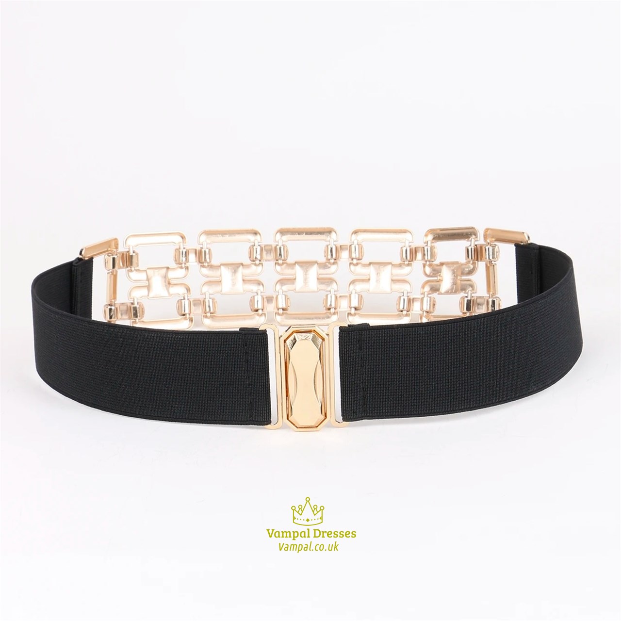 Gold Buckle White  Elastic Waist Belt - Women\'s Accessory SKU17512-Candace-Belt-White-  main image 2