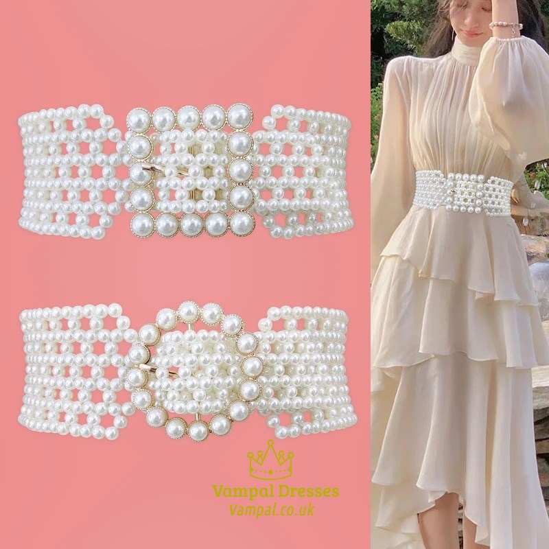 Perlen gestrickte Stretch-Taillengürtel: Elegante Raffinesse für Damen Freizeit- und formelle Kleidung