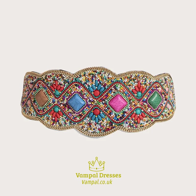 Style A (Handcrafted Bohemian Color Shell Bead Elastic Waist Belt ...