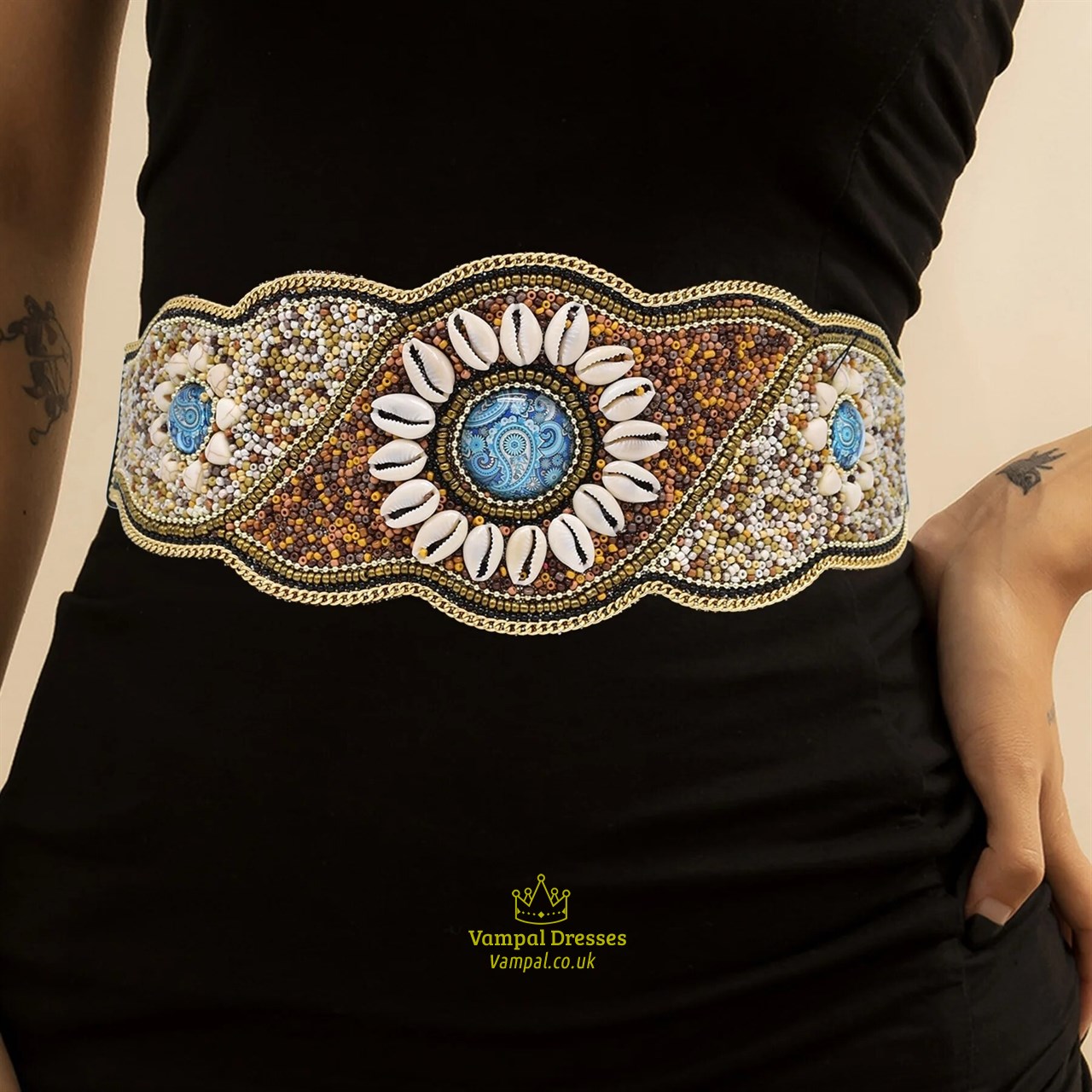 Colorful1 Shell Turquoise Leather Elastic Belt: Bohemian Ethnic Ladies ...