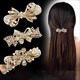 Vintage Ink Blue Rhinestone Crystal Flower Bow Hairpin
