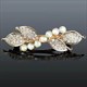 Vintage Ink Blue Rhinestone Crystal Flower Bow Hairpin