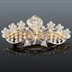 Vintage Ink Blue Rhinestone Crystal Flower Bow Hairpin