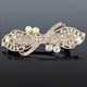 Vintage Ink Blue Rhinestone Crystal Flower Bow Hairpin
