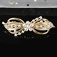 Vintage Ink Blue Rhinestone Crystal Flower Bow Hairpin