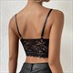 Black Lace V-Neck Crop Top See-Through Slim Tank