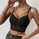 Black Lace V-Neck Crop Top See-Through Slim Tank